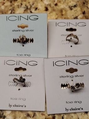 Lot of 4 Icing Sterling Silver Toe Ring Set